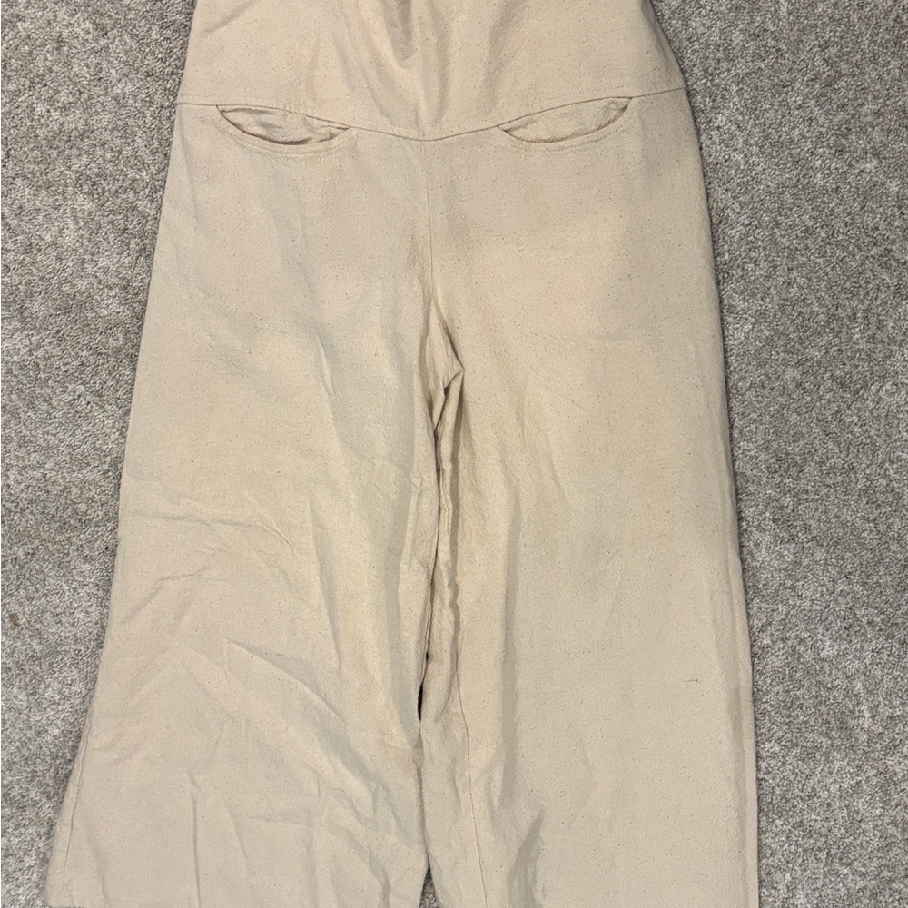 Beige Wide-Leg Pants